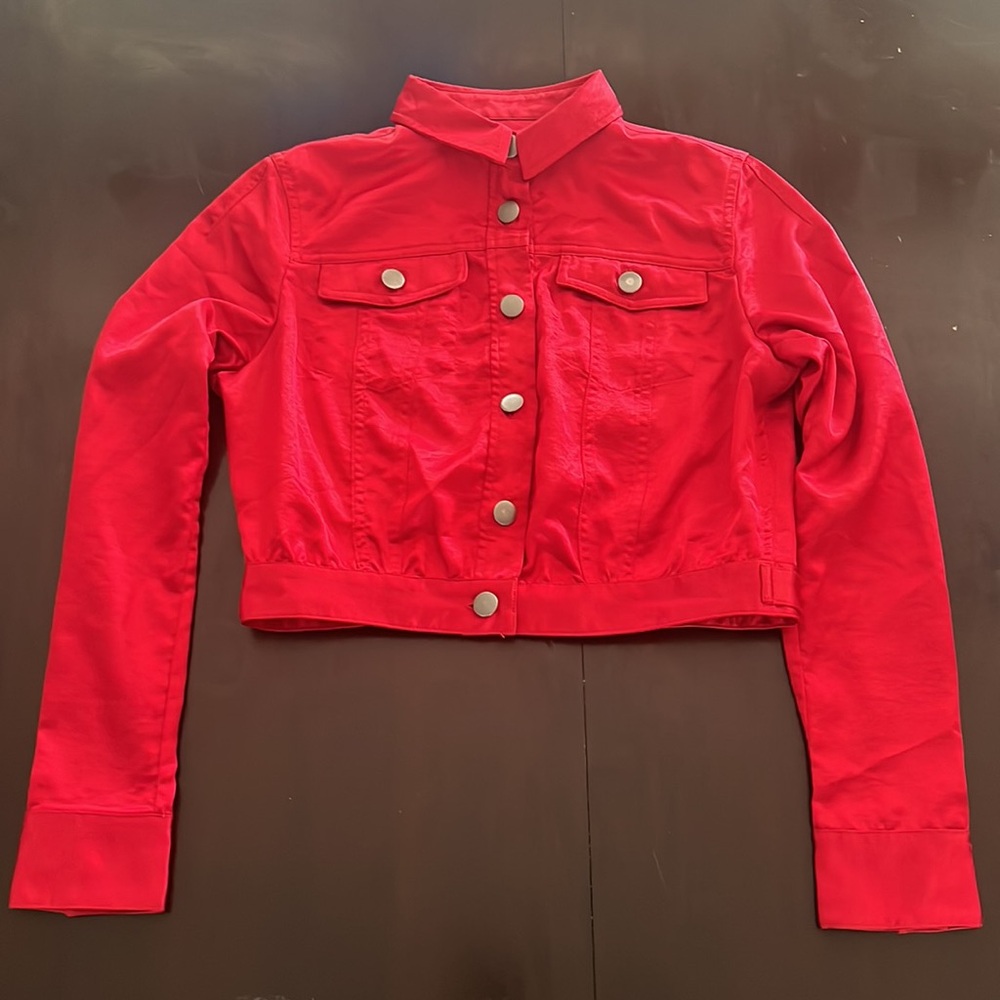 Urban Outfitters XS - TP Red Cropped Shiny Jacket VINTAGE